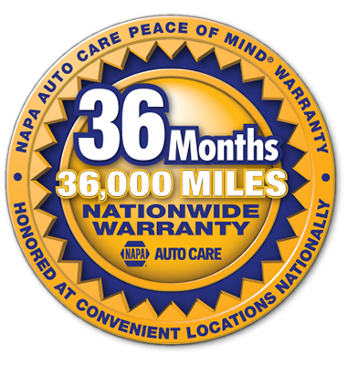 NAPA Peace of Mind 36-month, 36,000-mile warranty
